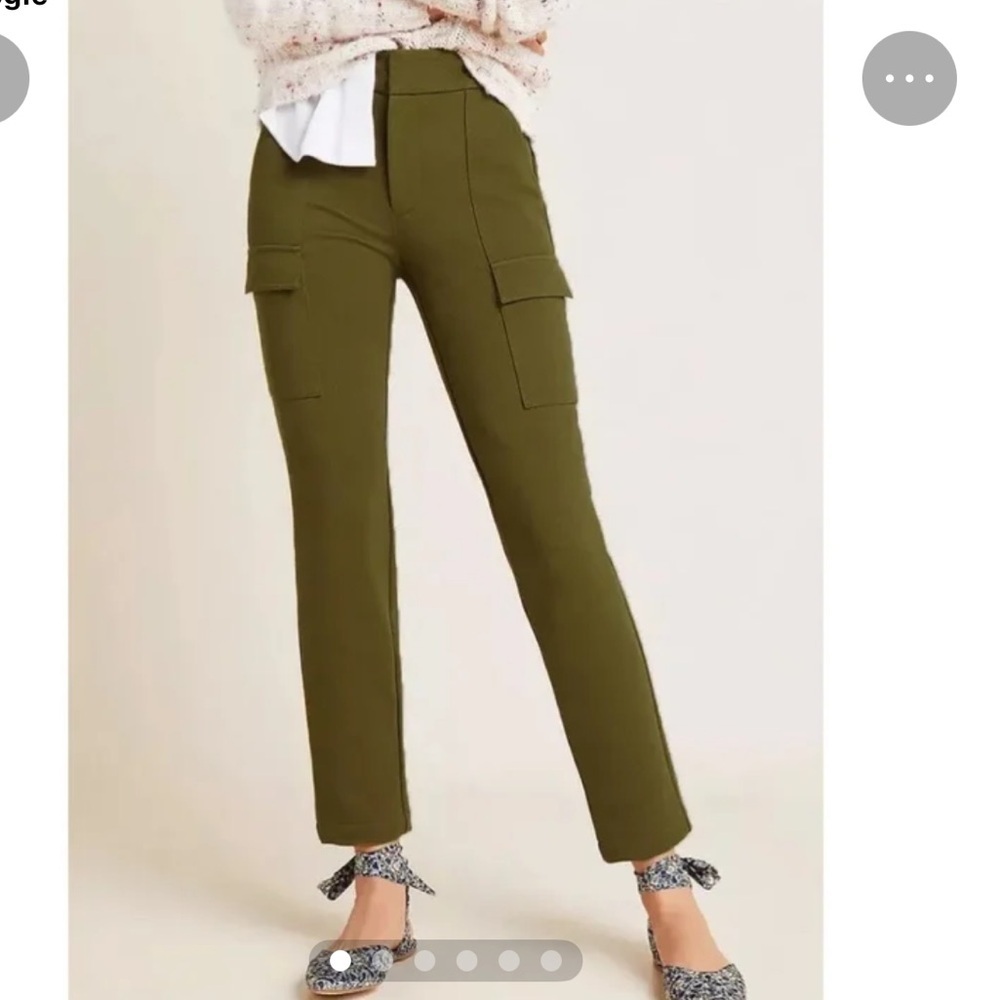 Anthropologie Olive Green Straight-Leg Cargo Pants